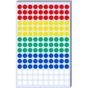 2100 Pack - 0.4" Colored Dot Stickers, Small Round Circle Labels - 5 Colors