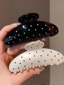 Women's Polka Dot Large Hair Clips Set of 2, Anti-Slip Strong Hold, Suitable for All Hair Types, Cute Daily Wear Accessories