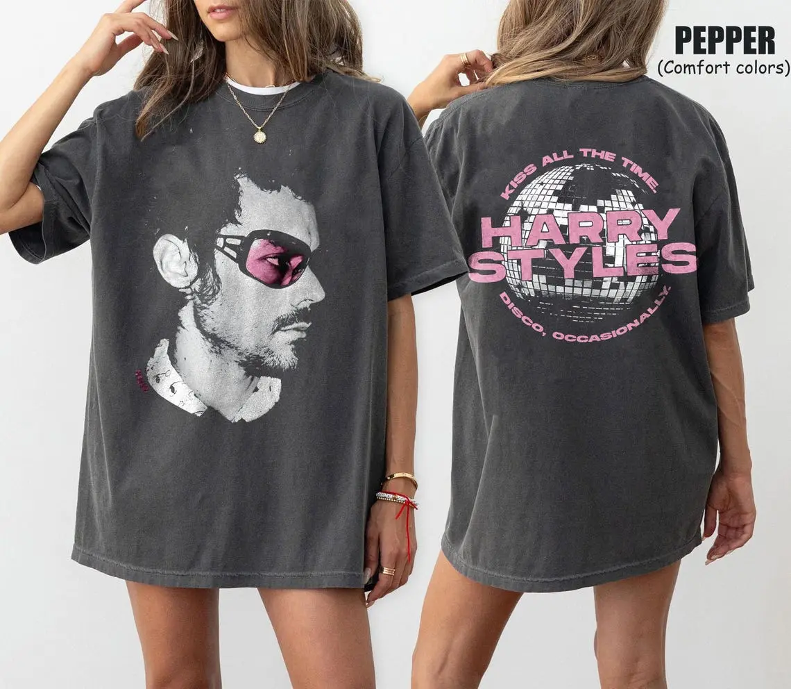 Comfort Colors Harry Styles Shirt, Retro Kiss All The Time Disco Ball Tee, Vintage Harry Portrait Top, Love On Tour Apparel, Music Fan Gift