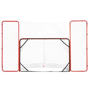 VEVOR Hockey Goal with Backstop and Targets, Street Steel Hockey Net, 72 Pro Hockey Training Goal Set, Portable Indoor Outdoor Hockey Goal with Net, Easy Assemble, White/Red