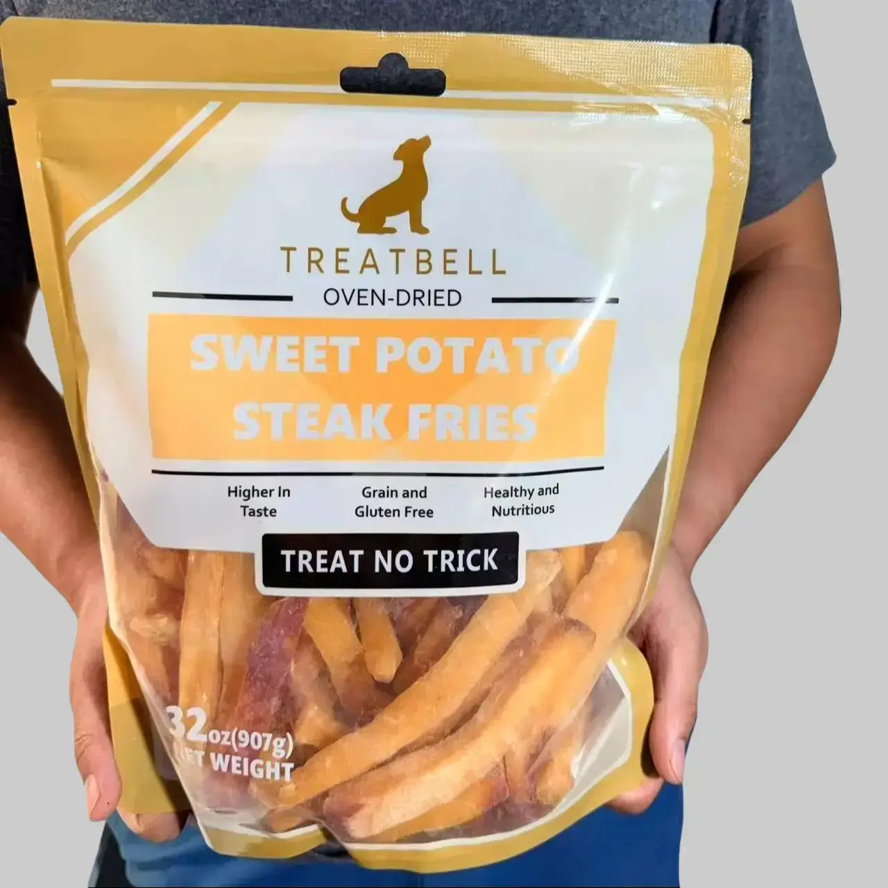 2lbPureSweetPotato Dog Treats, TreatBell,All-Natural Single-Ingredient Long-Lasting Firm Chews— No Added Softening Agents, Low-Fat High-Fiber Digestive Aid, Grain-Free Hypoallergenic Snacks That Supports Teeth & Digestive Health