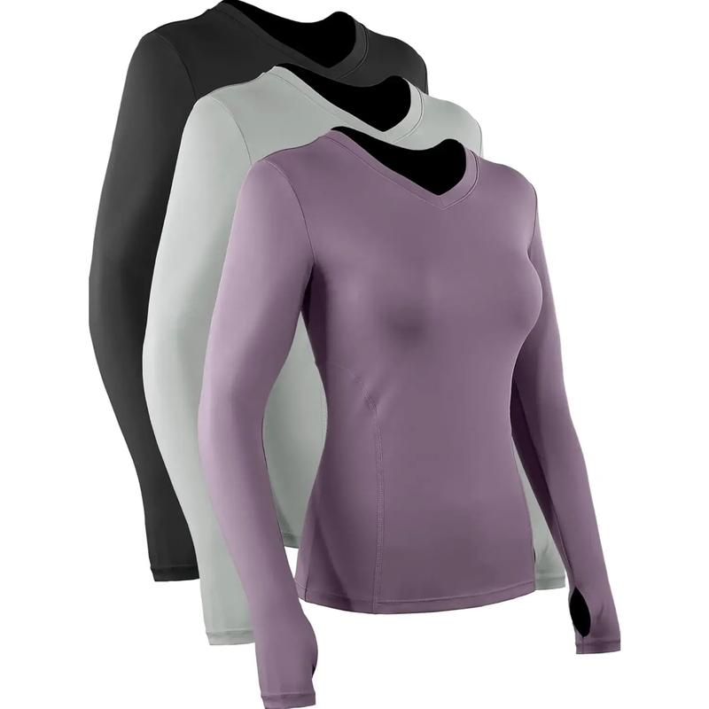 Women long Sleeve Shirt for Workout Dry Fit Yoga t Shirts V-Neck