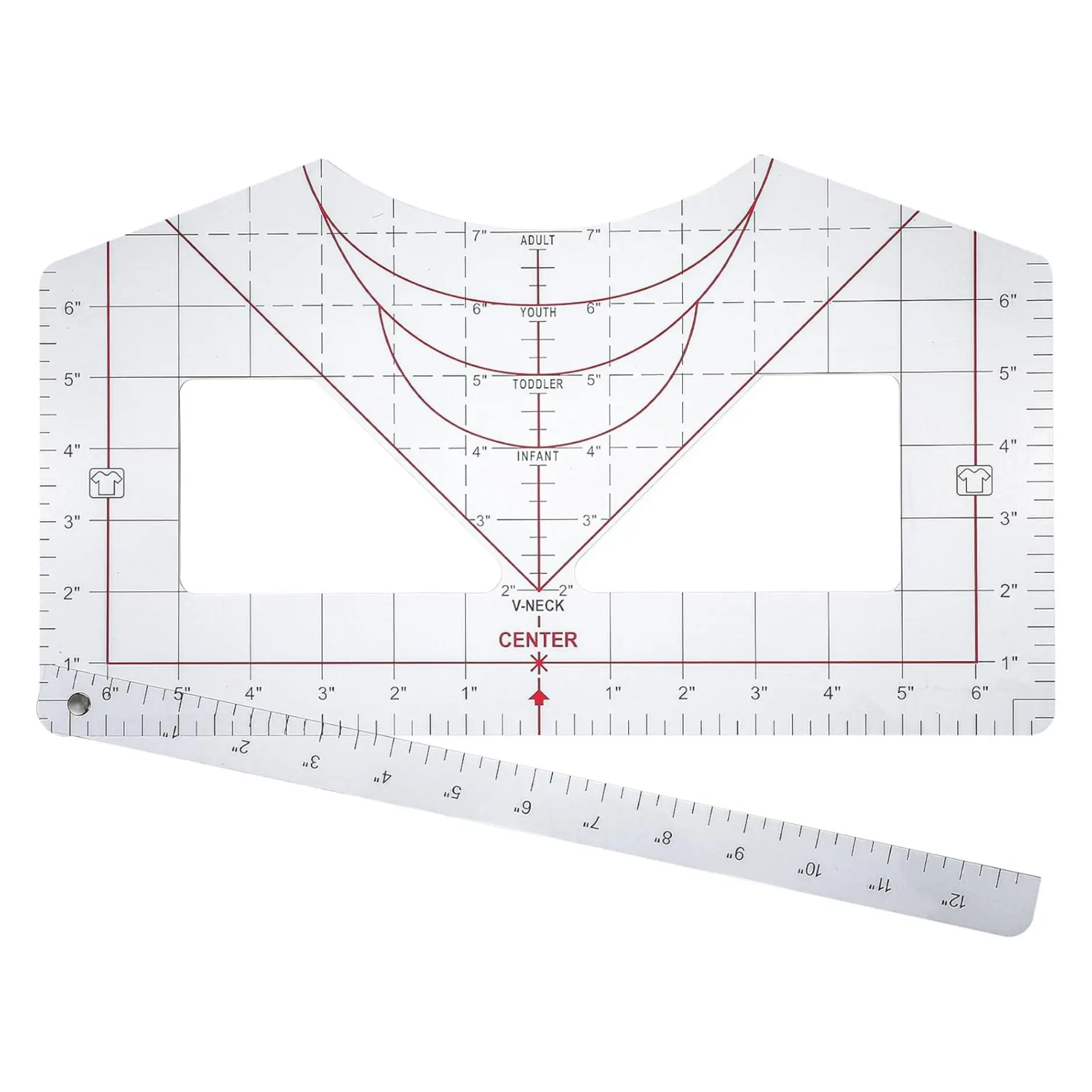 T-Shirt Ruler Guide for Vinyl Alignment, Heat Press Alignment Tool for HTV, Shirt Measurement Ruler for Centering Designs, Craft & Sewing Supplies