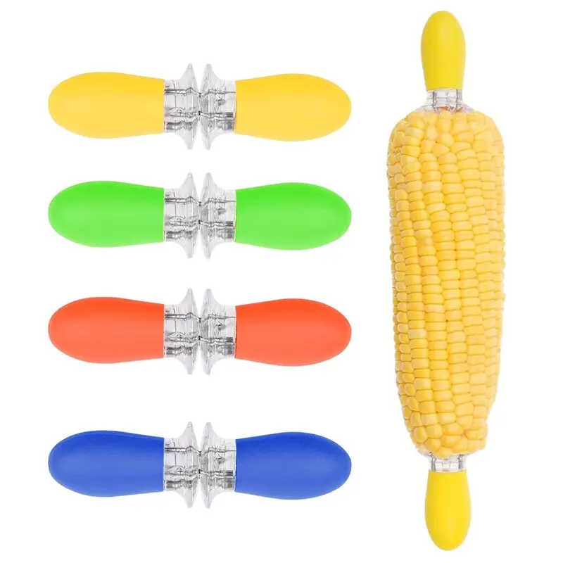 8 Pcs Corn Holders, Stainless Steel Corn Cob Holders Corn on The Cob Holders Skewers - Twin Pin Sweetcorn Holders, Interlocking Design Corn Skewers Forks for Home Cooking BBQ Barbecue Utensils Accessories -Kitchen Gadgets
