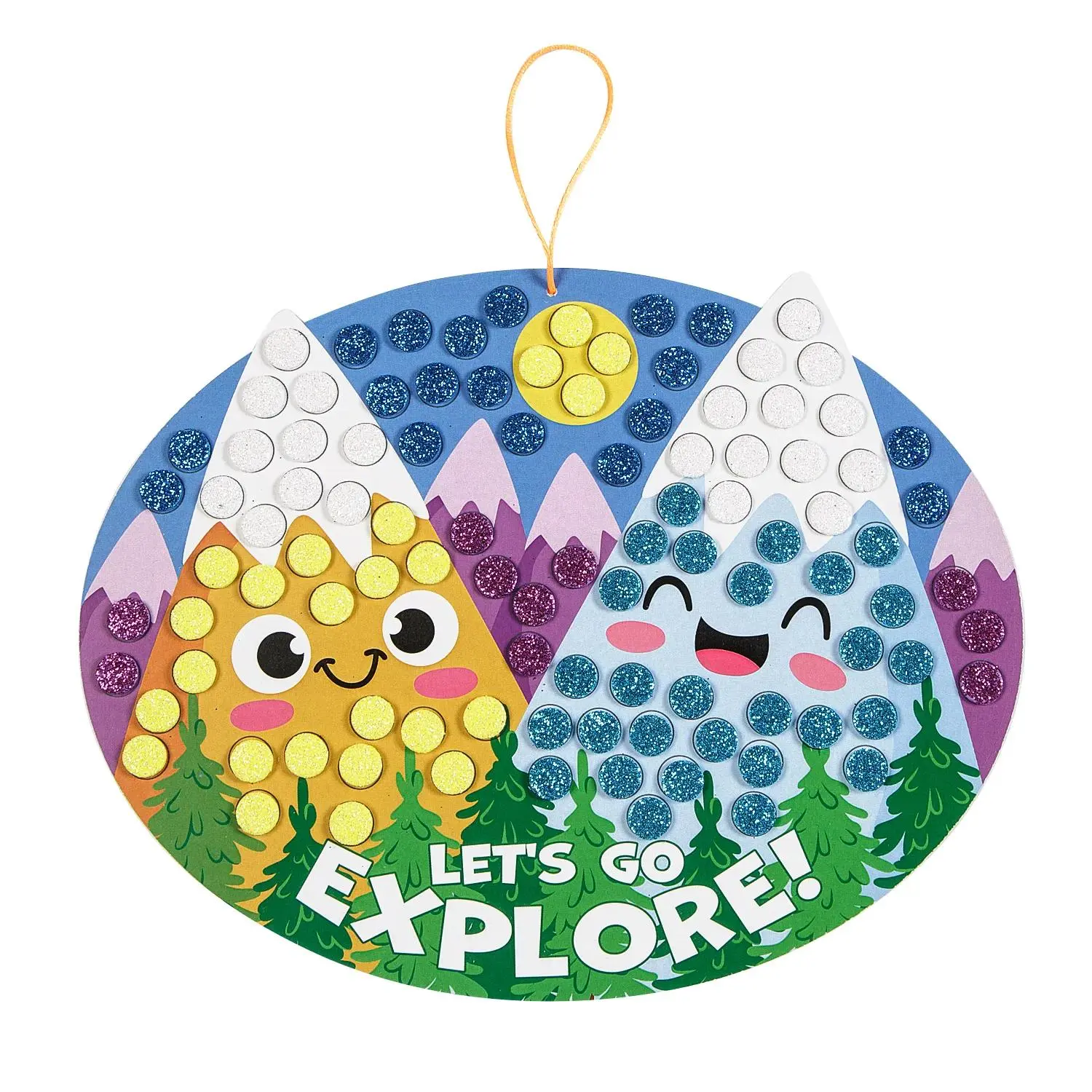 Fun Express Smiling Mountain Mosaic Sign Craft Kit – 8 1/2" x 6 1/2", Makes 12
