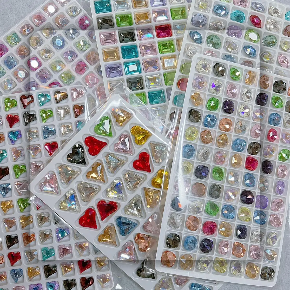 1 Tray K9 Crystal Pointed Back Glass Rhinestones DIY Decoration Sparkling Nail Gems Mixed Color