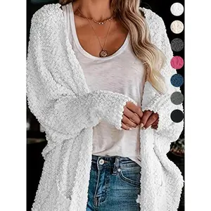 Women'sPlainPocketBatwingSleeveCardigan,CasualLongSleeveOpenFrontKnitwearforFall&Winter,Women'sKnitClothingforDailyWear