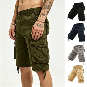 Men's 100% Cotton Cargo Shorts Solid Color Casual Lightweight Multi Flap Pockets Large Capacity Storage Outdoor Hiking Camping Daily Wear Breathable Comfy Summer Shorts Male Durable Streetwear
