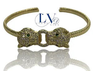 Panther cuff bangle stainless steel Female