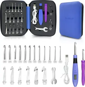 18 Sizes Counting Crochet Hook Set, 2mm-14mm Interchangeable , Light Up Crochet Hooks with Stitch and Row Counter, Rechargeable Crochet Kit  for Beginner and Experienced Crocheters