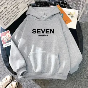 Letter Print JungKook Seven Hoodie Women/Men Harajuku Aesthetic Hoodies Unisex Autumn Winter Pullovers Dropshipping Sweatshirts