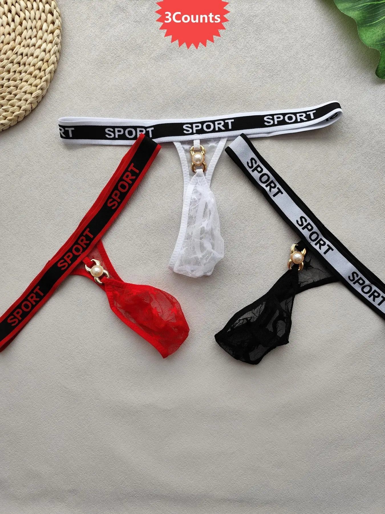 Men's Letter Tape G String, Sexy Comfy Thin Breathable Lace Panty for Daily Wear, Fashionable Underwear for Men, Daily Casual Underwear, Elastic Knit Underwear, Lightweight Underwear, Underwear All Seasons