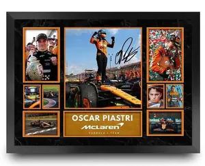 OSCAR PIASTRI 1st WIN F1 McLAREN SIGNED No No Framed MEMORABILIA PRINT SIGNATURE