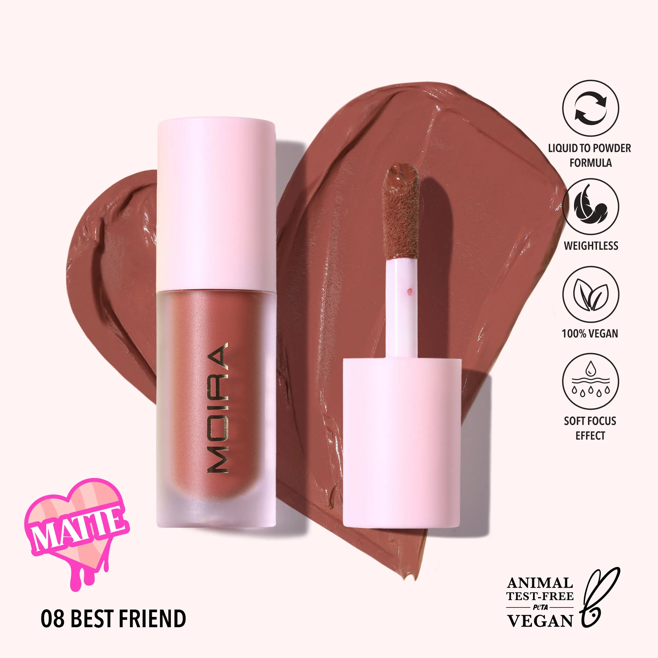 MOIRA | Love Steady Liquid Blush (008, Best Friend) | Lightweight Glow Liquid Blush