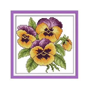 Flower of Happiness Cross Stitch Kit 67X67 Counted Embroidery DIY Craft Traditional Floral Wall Art for Living Room Holiday Gift