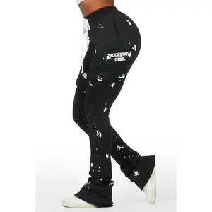Antonia Black Cargo Stacked Track Pant
