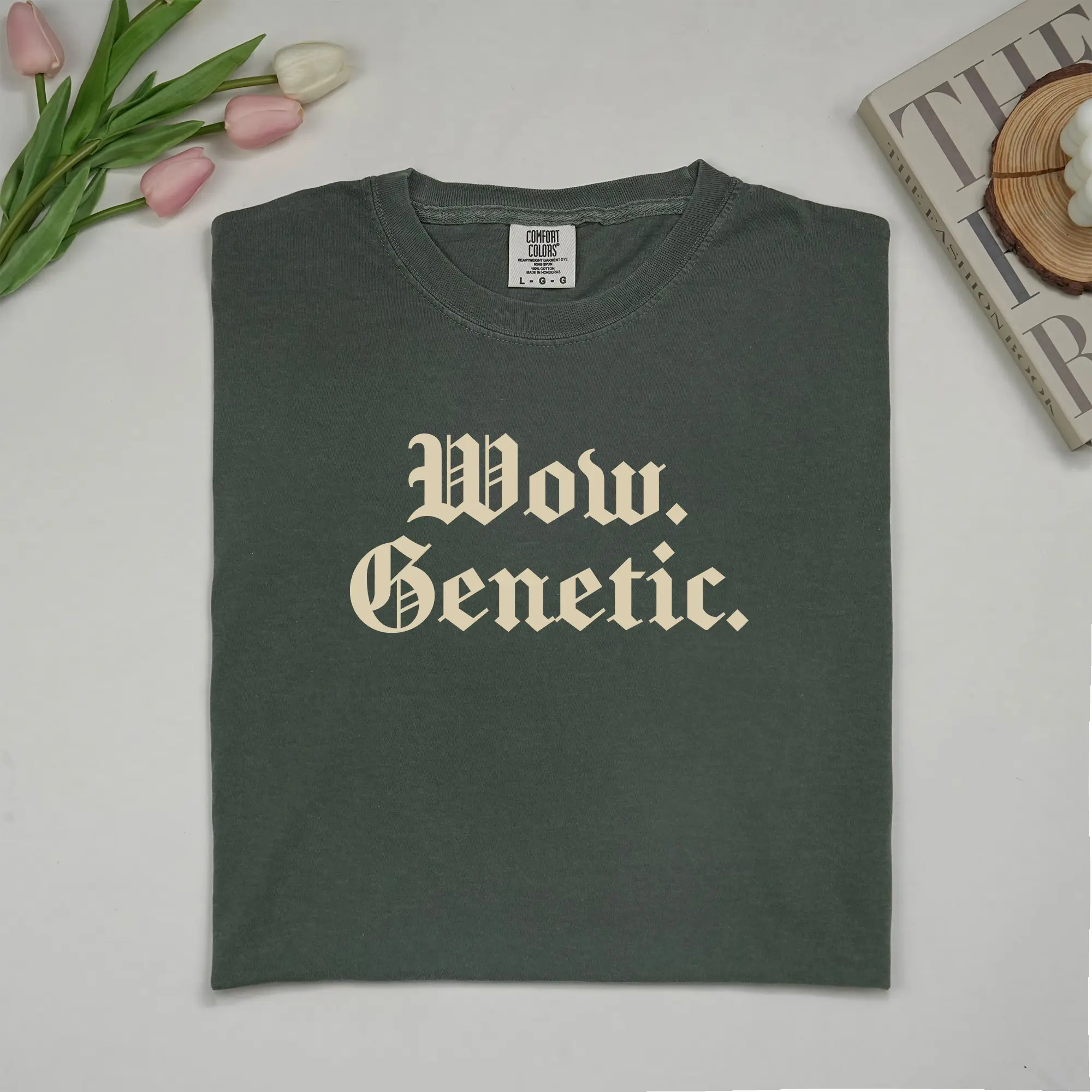 Women's MAPTEES Short-Sleeve Casual Oversized Stylish Hockey Romance Graphic T-Shirt - Genetic Comfort Colors, LGBTQ+ Gay Sport Top, Hockey Fan Gift Clothing