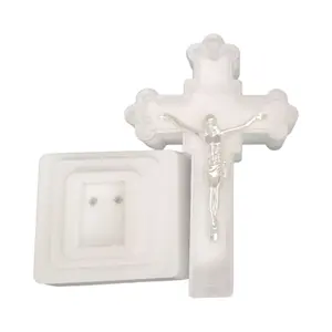 Christian Cross Church Ornaments LED Lighted Crucifix Statue Religious Figurine