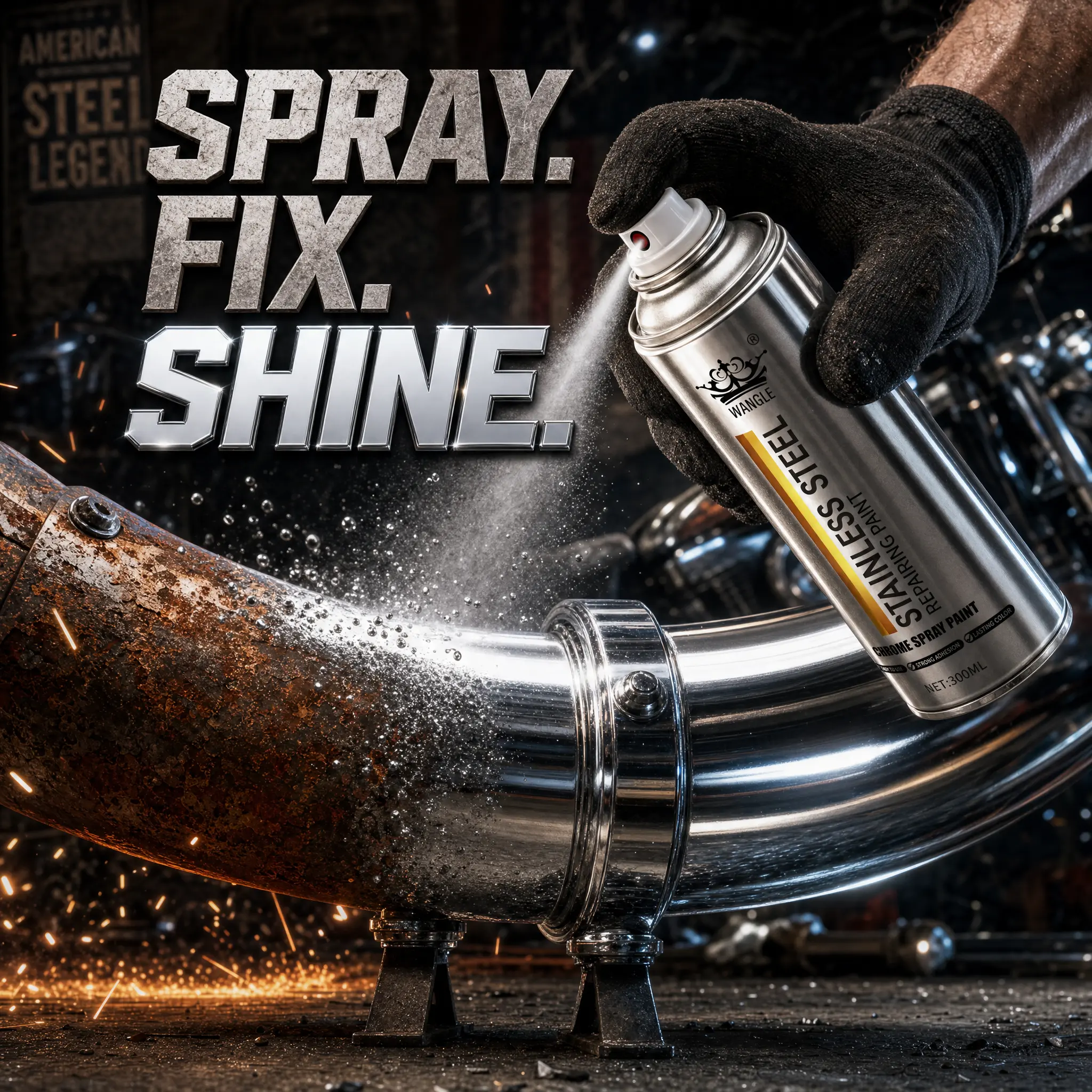 Light Metal Polish Spray - Multi-Surface Chrome Polishing Compound with Quick Shine Formula, Oxidation Removal, Tarnish Remover, Buffer Compatible for Cars/Trucks/Boats DIY Detailing