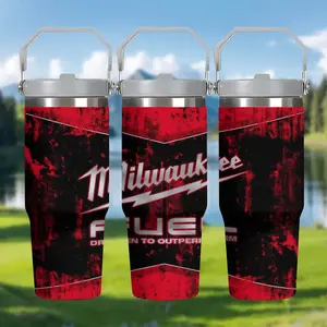 1pc 17oz/17.5oz/30oz/32oz/33oz/40oz Stainless Steel Water Cup, Tumbler, Leak-Proof Reusable Design, Milwaukee Fuel Graffiti Print, Hand Wash Only, Perfect Gift & Commuter Drinkware