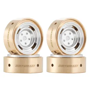 BATRAZZI 0.8" Aluminum 4-Slot Road Wheels Silver 4pcs for SCX24/CR24/FCX24M Discovery Range Rover & Tacoma High-Quality 1/24 Scale Micro Crawlers
