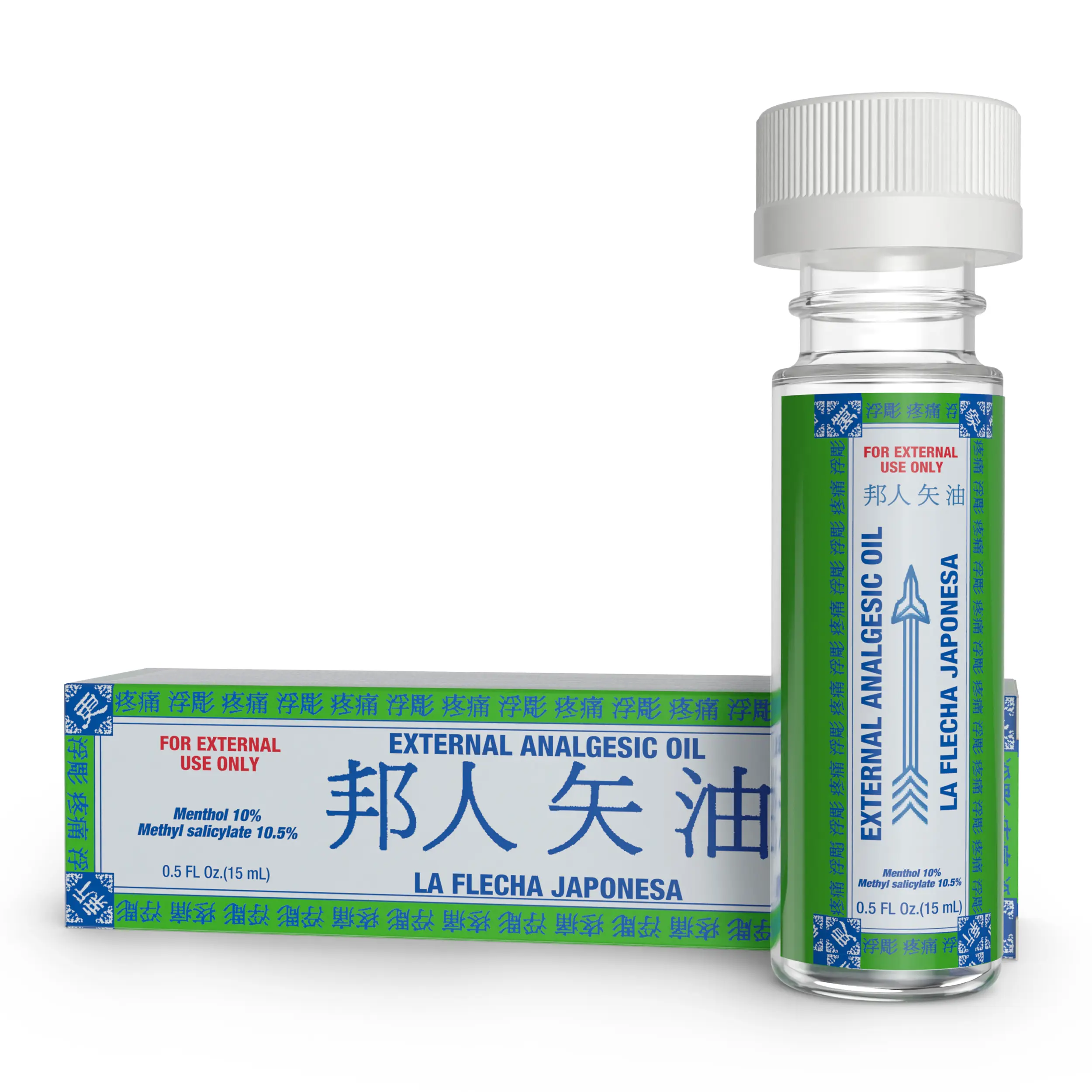 LA FLECHA JAPONESA Natural External Analgesic Body & Massage Oil - 0.5 Fl Oz Portable Bottle (1 Pack) for Adults' Pain Relief, Inflammation Support, Body Care, Wellness, Therapy, Healthcare Travel-Work Daily Lightweight Blend