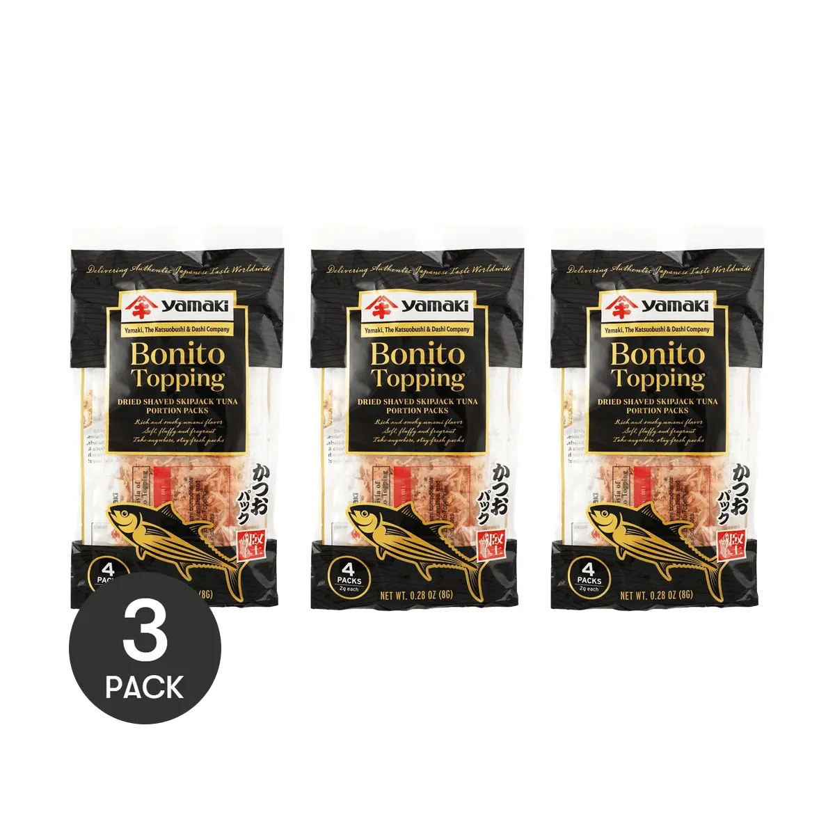 YAMAKI Japanese Bonito Flakes - 3 Packs of 8g Dried Fish for Authentic Umami Flavor