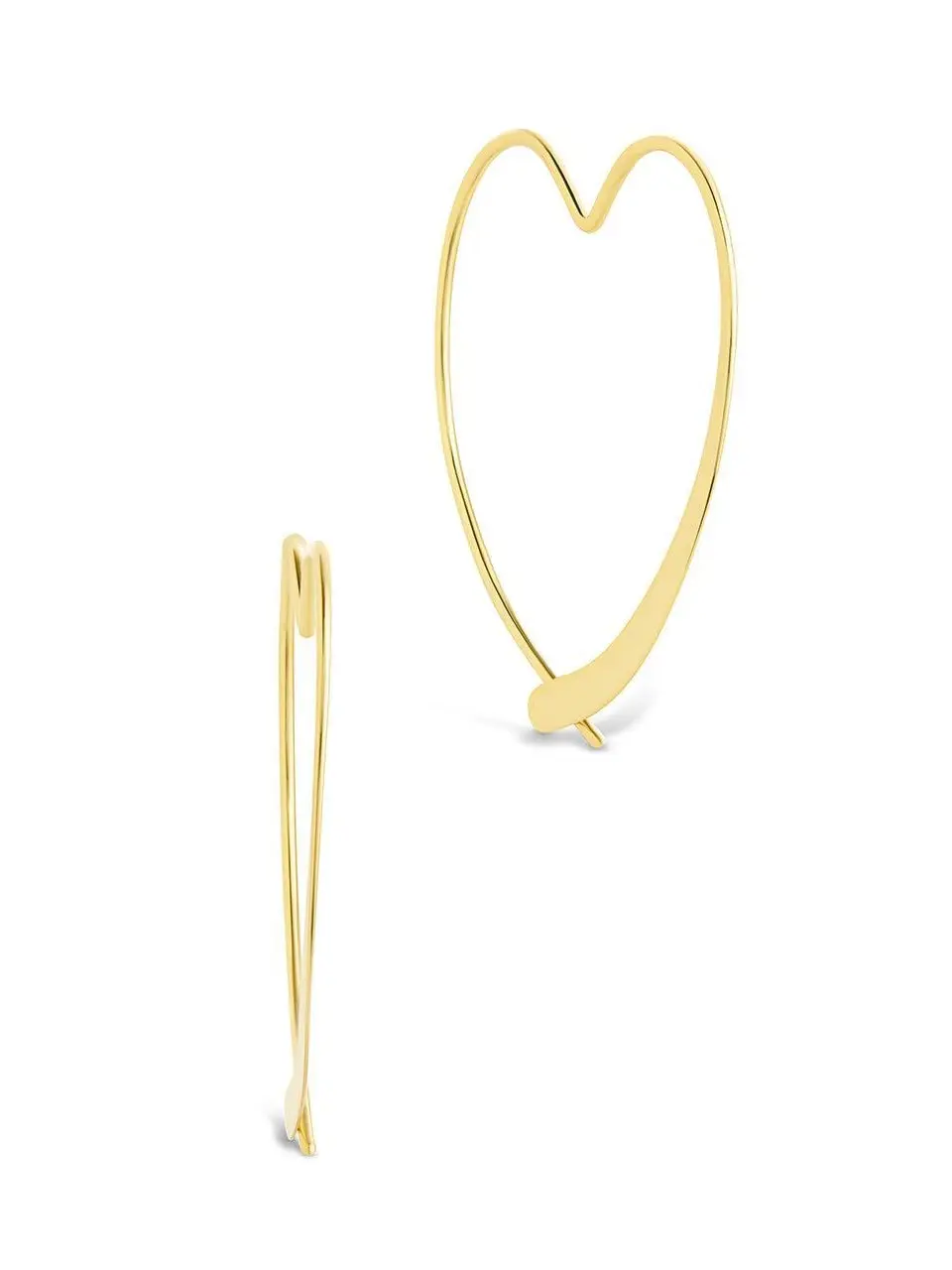 Sterling Forever Rorie Threader Earrings Hoops, Rhodium-Brass Heart-Shaped Design, Elegant Gold Everyday Look Jewelry for Female Wear