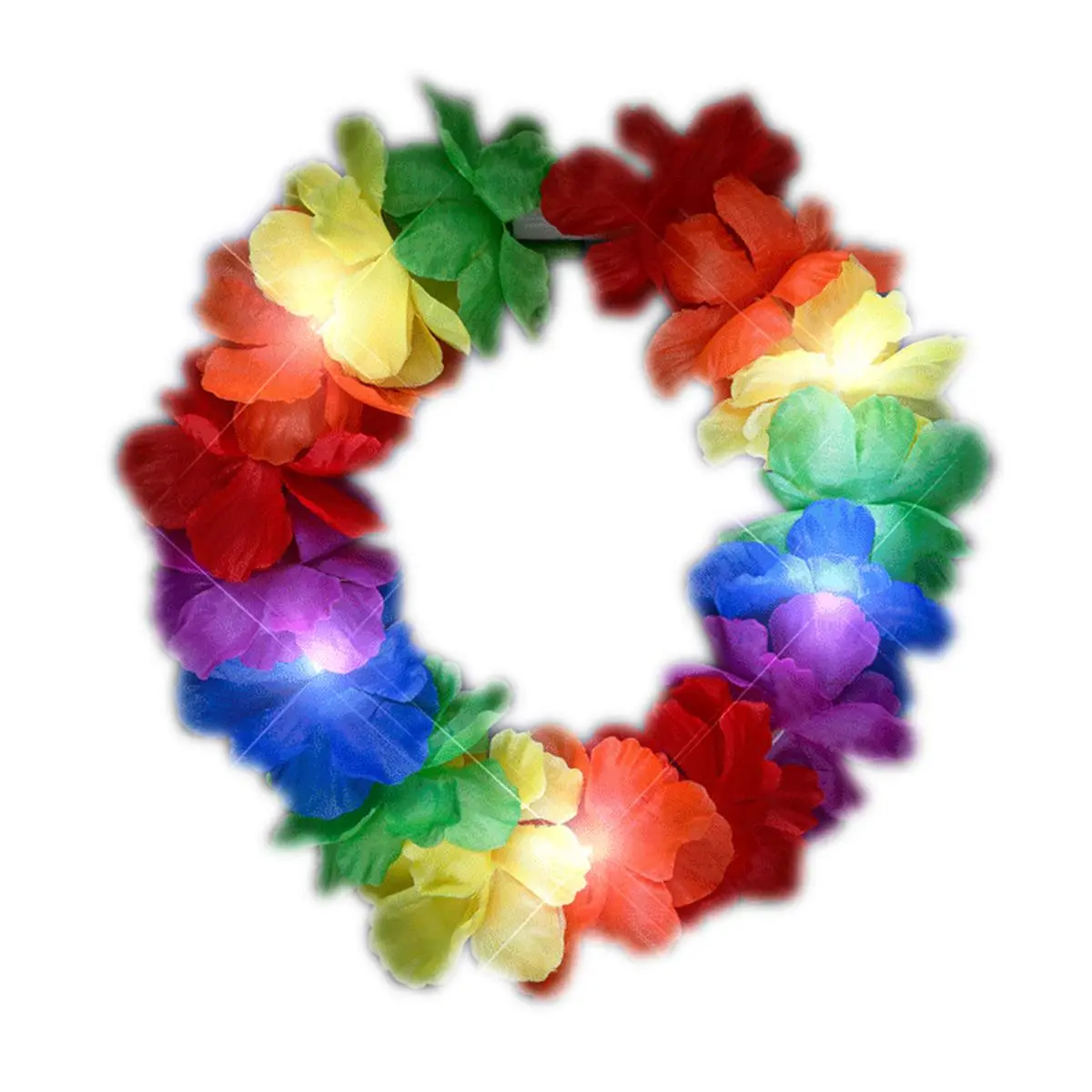 Blinkee Light-Up Rainbow Hawaiian Stretch Floral Pet Crown - AG13 Compatible, 1 Size Fits Most, Steady Blink Function, Pet Light-Up Crown