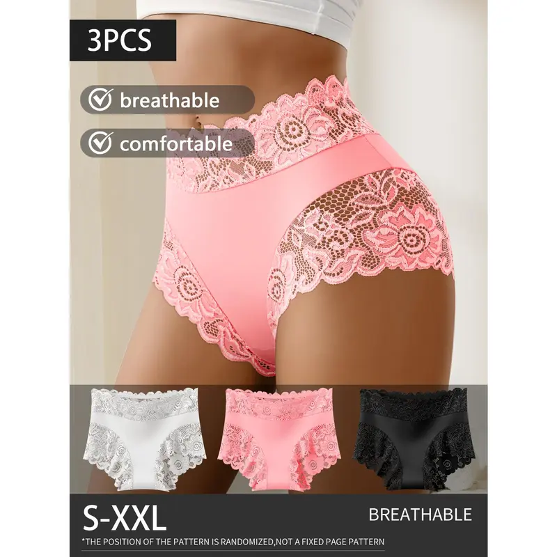 QUASTI 3/4/5/6/8 Pack Mid-rose Soft Stretch Everyday Intimates, Silky Smooth & Sexy Lace Mid-Waist Panties for Women, Lightweight & Breathable Fabric Briefs, S-5XL