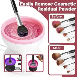 Electric Makeup Brush Cleaner Machine Portable Automatic USB Cosmetic Brush Cleaner Tools For All Size Beauty Makeup Brushes Set Compact Silicone
