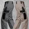 Men's Solid Color Zipper Waterproof Tactical Work Pants, Without Belt, Solid Color Design, Regular Fit, with Sports Pockets, Autumn Durable Pants, Men's Wear-Resistant Outdoor Training Pants. Please Place Your Order According to the Size Chart.,Size Up fo