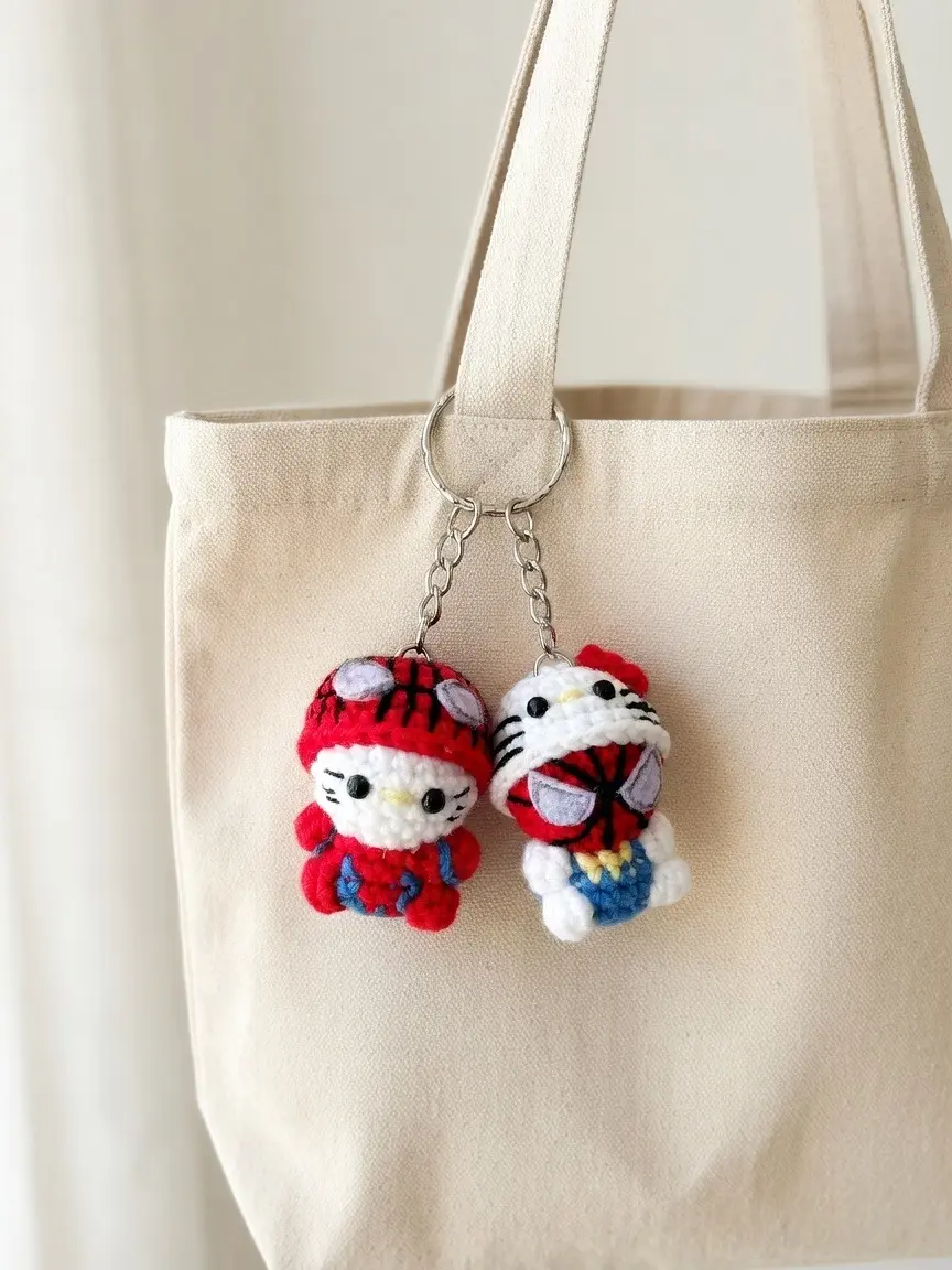 Anime Inspired Crochet Keychain Set, Cute Couple Amigurumi Keychain ...