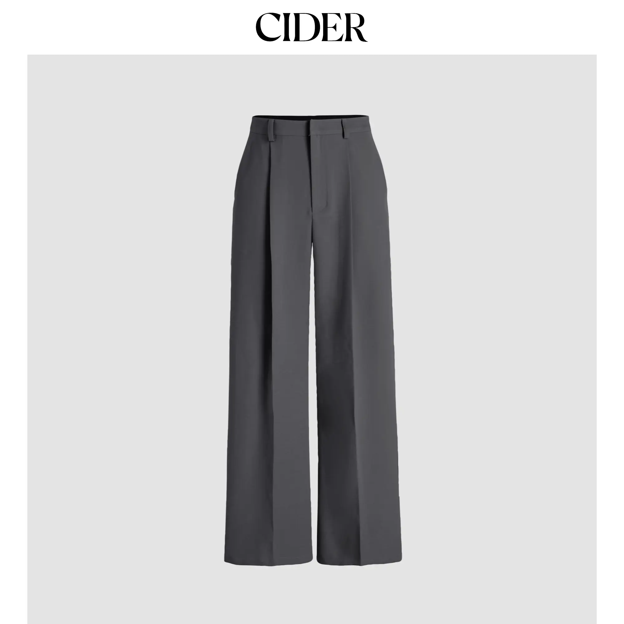 Cider Women's Casual Mid-Rise Pleated Trousers, Straight Leg Style for Petite Sizes, 14 Colors, Trouser, Straight Pants, Everyday