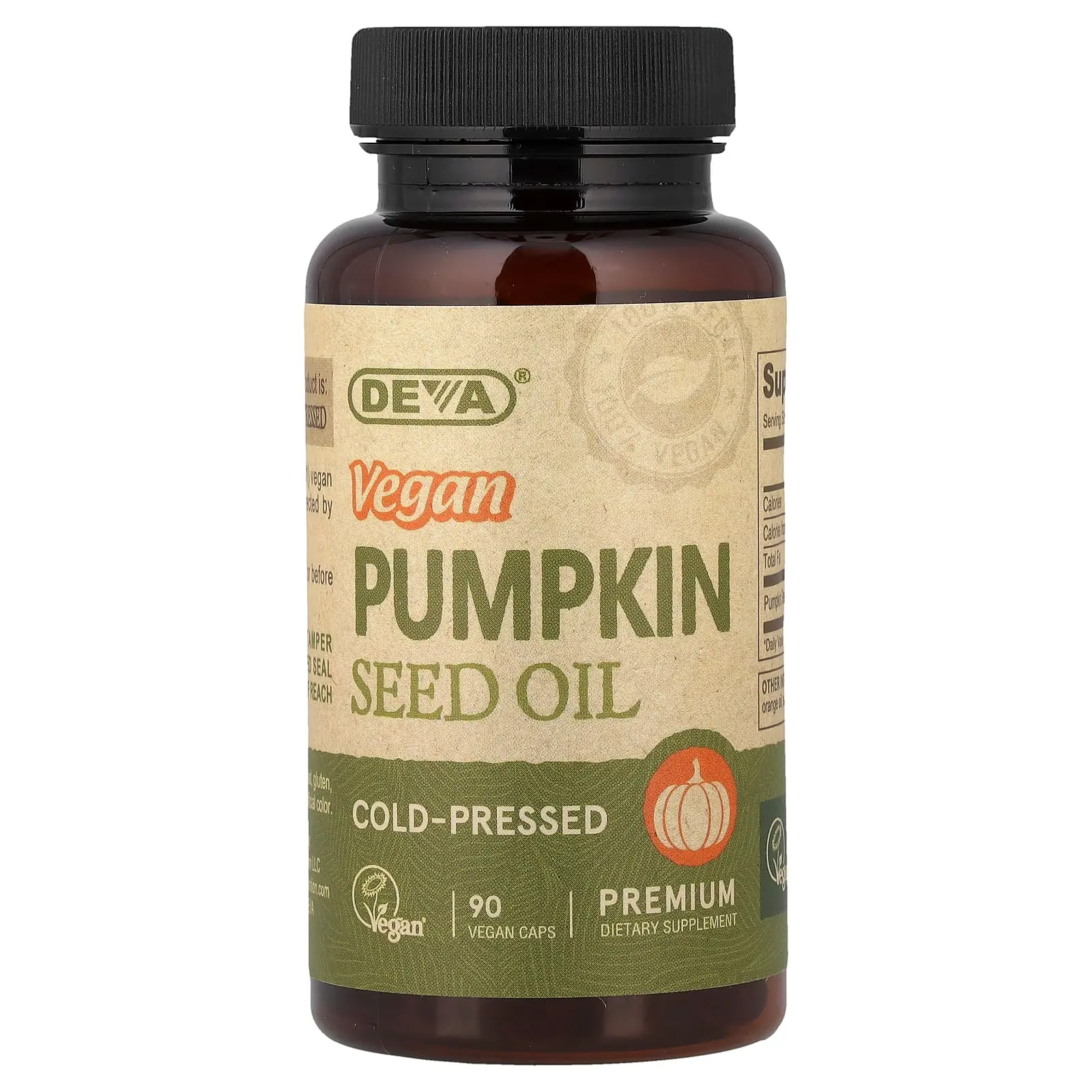 Deva Vegan Pumpkin Seed Oil, 90 Vegan Caps (500 mg per Cap)
