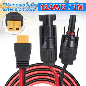 12AWG 3M (10FT) PVC pure copper wire XT60 female head injection molded head to solar connector adapter cable solar wire
