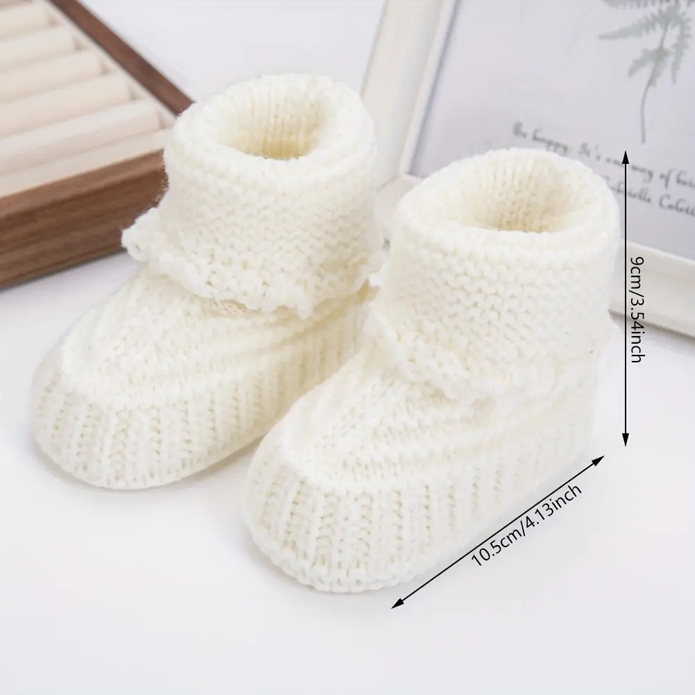 New1 Pair Baby Knitted Socks Solid Color Crochet Walking Socks Ins Cream Color Solid Color Short Socks Baby Boys Girls Clothing   Children