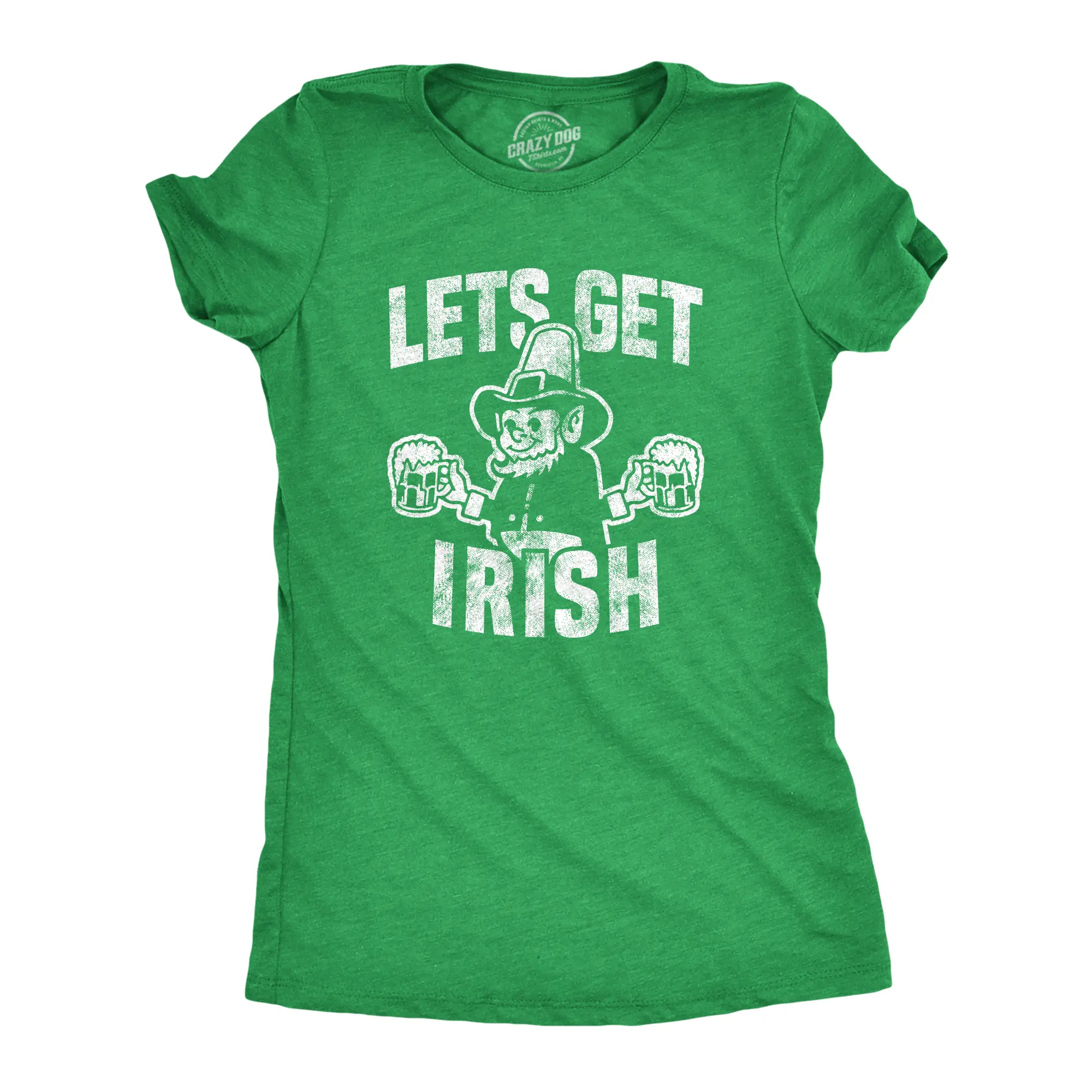 Womens Lets Get Irish T shirt Funny St Patricks Day Leprechaun Green Novelty Tee Funny Womens T Shirts Cute Vintage Fashion Casual Ladies T-Shirt Gift Saint Patrick's Day Tops for Women Women's Novelty Tees Green