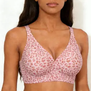 Leopard Jelly Wireless Push Up Bra 1PC - Seamless Deep V Bralette for Women |    Comfy T-Shirt Bra for Everyday Wear (S-3XL)