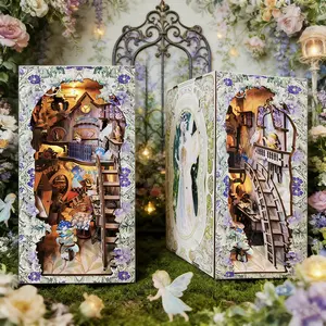 Miniature House Bookshelf DIY Puzzle Set, Family Gift for Women Teens Booklovers, Birthday Christmas Handmade Present