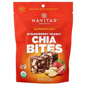 Navitas Organics Superfood+® Chia Bites, Strawberry Peanut, 8 oz (227 g)