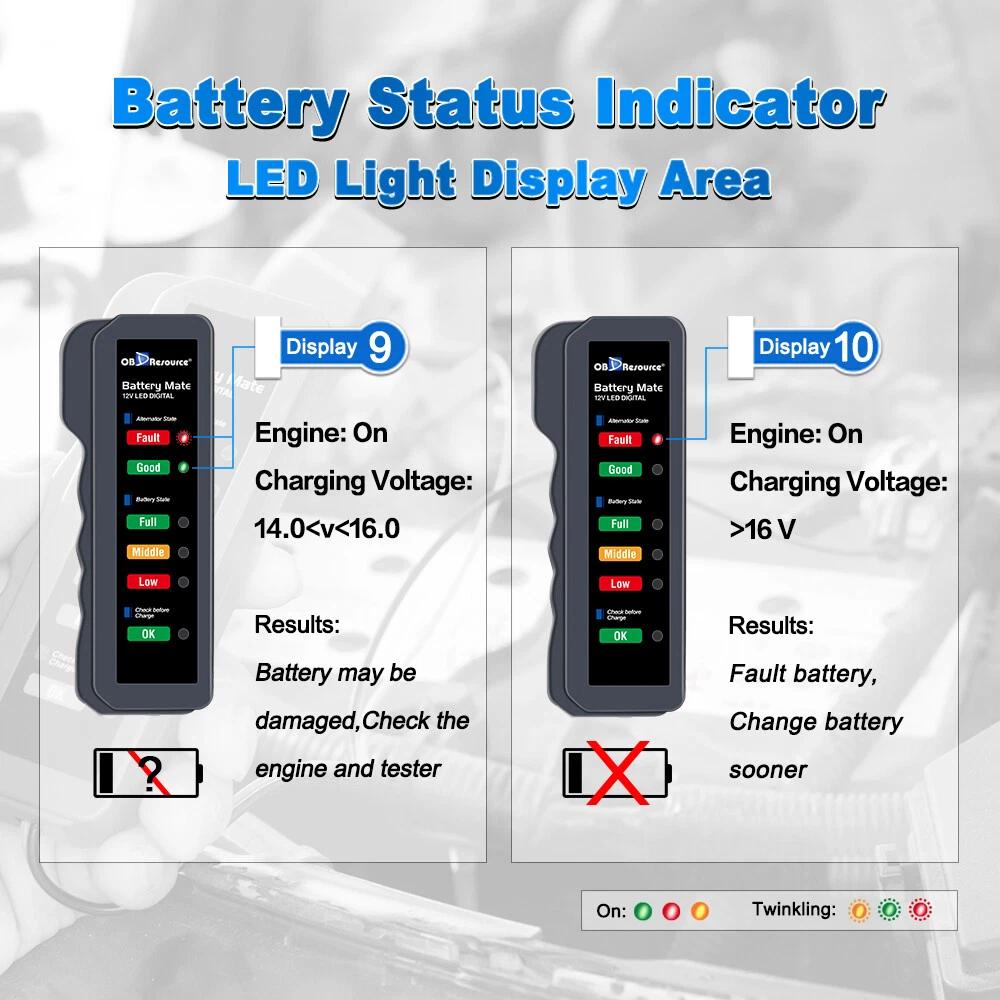 6 LED Light Diagnostic Tool 12V Battery Tester BM310 Digital Alternator Tester 6 LED Light Diagnostic Tool 12V Battery Tester BM310 Digital Alternator Tester