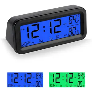 Car Digital Dashboard Clock Solar Power Rechargeable Vehicle Electronic Clock with Night Backlight, Day/Date/Temperature Display for Car Home Bedroom Office