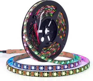 WS2812B RGB ECO LED Strip, Chasing Effects 5050SMD Individually Addressable 16.4FT 60Pixels/m 300Pixels Flexible Dream Color IP65 for Bedroom DIY Projects DC5V(No Adapter or Controller)