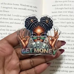 Get Money Kindle Grip, Rich Girl Kindle Accessories, Phone Holder For Her, Beautiful Melanin Girl With Money