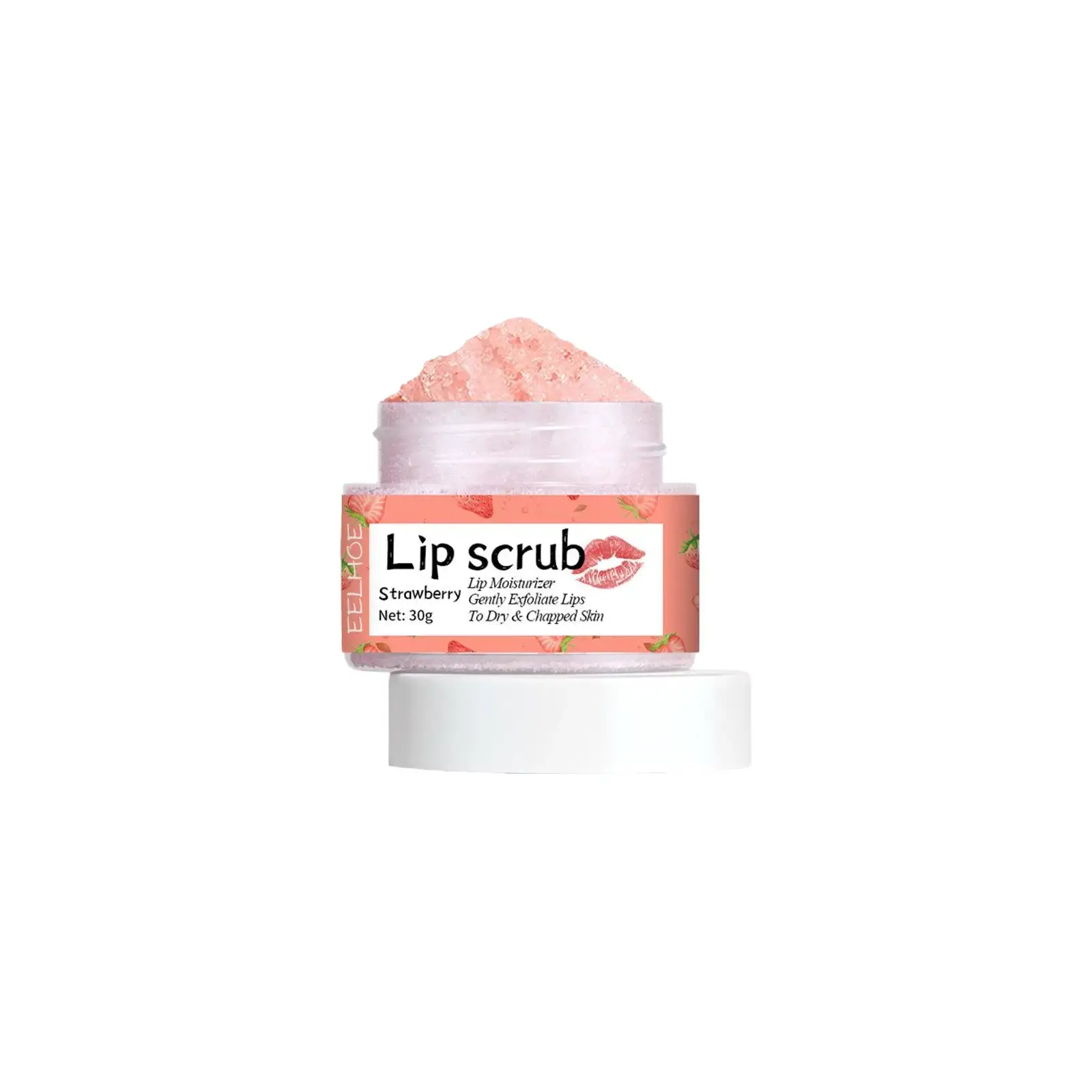EELHOE Strawberry Lip Scrub, Moisturize Lips. Jojoba Cosmetic Avocado Coconut Gloss
