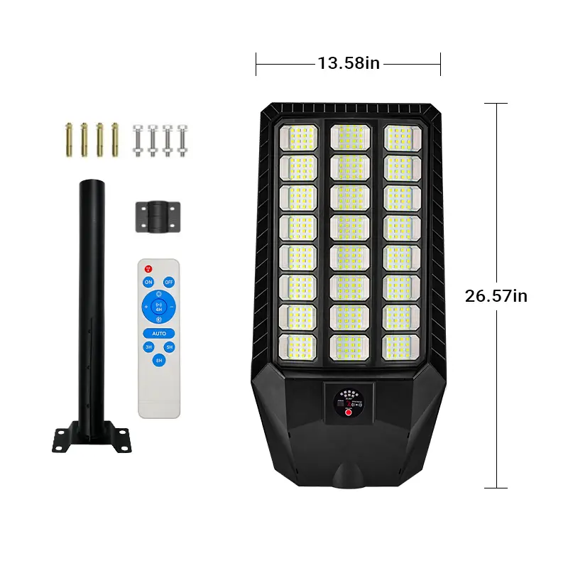 Solar Flood Lamp, Street Light Outdoor, 3 Modes Motion Sensor Security Light for Yard Garden Road Garage, Solar Lights Outdoor Wall/Pole Mounted with Remote, IP65 Waterproof