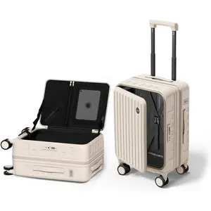 Top Opening Expandable Lightweight PC Hard Shell Suitcase, 20 Inch Carry  Luggage with TSA Lock, 360 Silent Spinner Wheels, Cup Holder, Ideal for Business Travel Suitcase (Beige)
