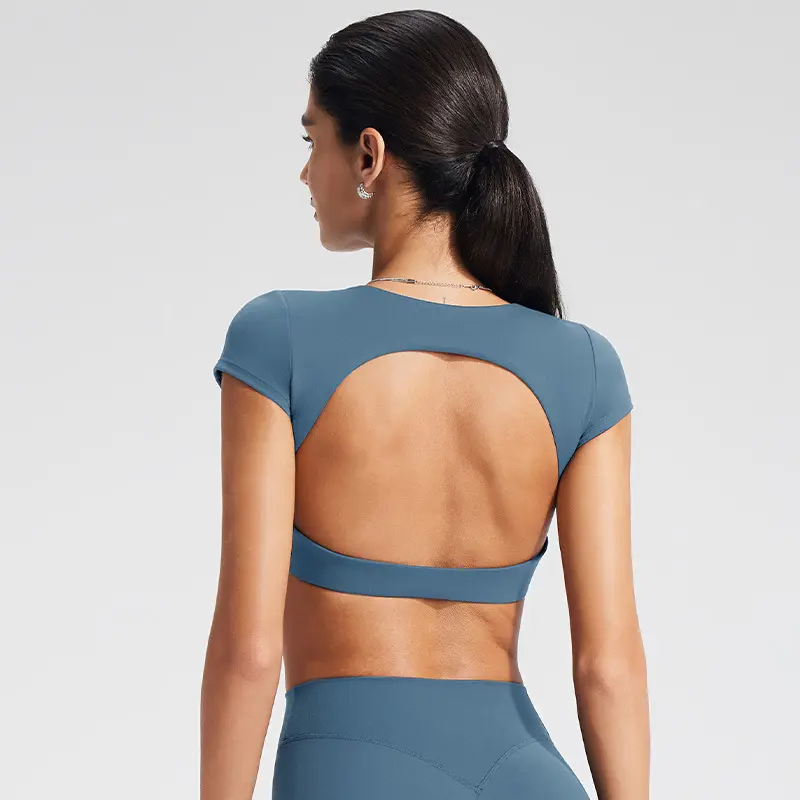 Gray-blue short-sleeved single piece shirt