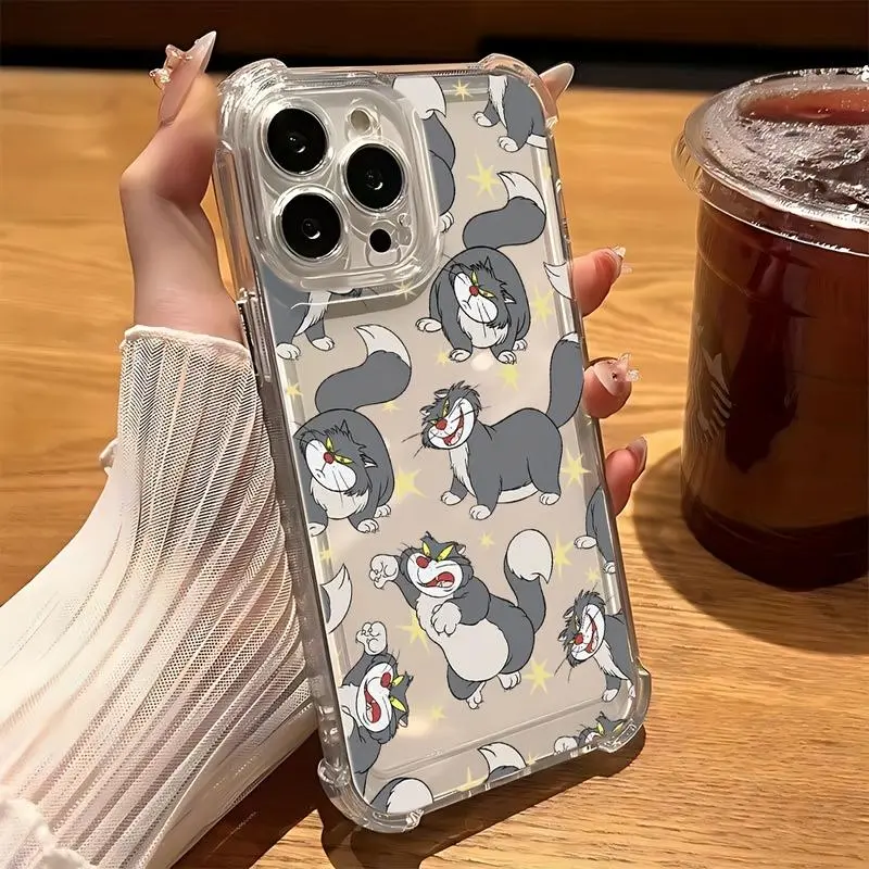 Lucifer Cat Phone Case Suitable for iPhone 16 15 14 13 12 11 Pro Max X XR XS MAX 8 7 Plus Shockproof Transparent Soft Back Cover Smartphone Protection